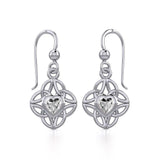 Celtic Knotwork Silver Earrings with Heart Gemstone TER1845 - Jewelry
