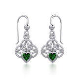 Celtic Knotwork Silver Earrings with Heart Gemstone TER1846