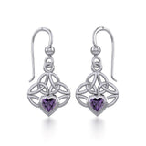 Celtic Knotwork Silver Earrings with Heart Gemstone TER1846 - Jewelry