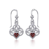 Celtic Knotwork Silver Earrings with Heart Gemstone TER1846 - Jewelry