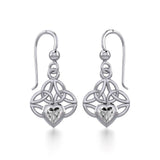 Celtic Knotwork Silver Earrings with Heart Gemstone TER1846 - Jewelry