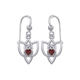 Celtic Knotwork Silver Earrings with Heart Gemstone TER1847