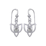 Celtic Knotwork Silver Earrings with Heart Gemstone TER1847