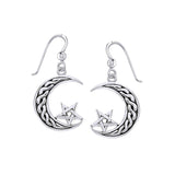 The Star on Celtic Crescent Moon Silver Earrings TER1852