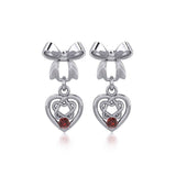 Ribbon with Dangling Gemstone Celtic Heart Silver Post Earrings TER1857