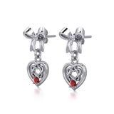 Ribbon with Dangling Gemstone Celtic Heart Silver Post Earrings TER1857 - Jewelry