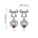 Ribbon with Dangling Gemstone Celtic Heart Silver Post Earrings TER1857 - Jewelry