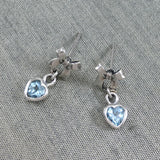 Ribbon with Dangling Gemstone Heart Silver Post Earrings TER1858 - Jewelry