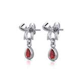 Ribbon with Dangling Teardrop Gemstone Silver Post Earrings TER1859 - Jewelry