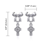 Ribbon with Dangling Celtic Cross Silver Post Earrings TER1864 - Jewelry