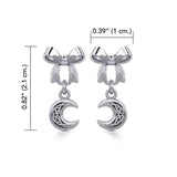 Ribbon with Dangling Celtic Crescent Moon Silver Post Earrings TER1865 - Jewelry