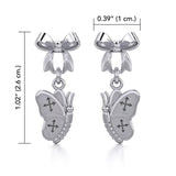 Ribbon with Dangling Butterfly Silver Post Earrings TER1870 - Jewelry