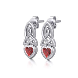 Celtic Heart Silver Post Earrings with Gemstone TER1871