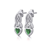 Celtic Heart Silver Post Earrings with Gemstone TER1871 - Jewelry