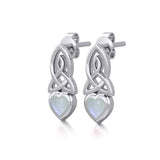 Celtic Heart Silver Post Earrings with Gemstone TER1871 - Jewelry