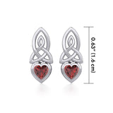 Celtic Heart Silver Post Earrings with Gemstone TER1871 - Jewelry