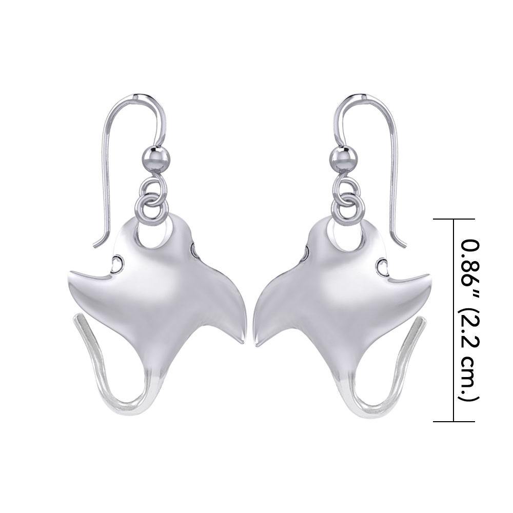 Small Manta Ray Silver Earrings TER1874 - Jewelry