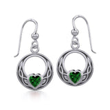 Celtic Knot Silver Earrings with Heart Gemstone TER1876 - Jewelry
