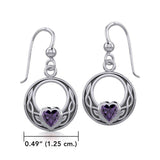 Celtic Knot Silver Earrings with Heart Gemstone TER1876 - Jewelry