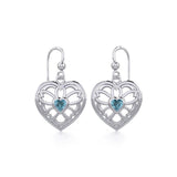 Flower in Heart Silver Earrings with Gemstone TER1880 - Jewelry