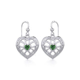Flower in Heart Silver Earrings with Gemstone TER1880 - Jewelry