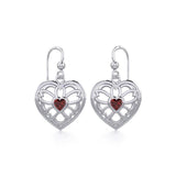 Flower in Heart Silver Earrings with Gemstone TER1880 - Jewelry