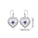 Flower in Heart Silver Earrings with Gemstone TER1880 - Jewelry