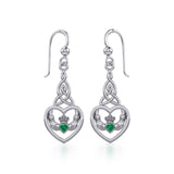 Heart Claddagh with Celtic Trinity Knot Silver Earrings with Gemstone TER1882