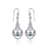 Heart Claddagh with Celtic Trinity Knot Silver Earrings with Gemstone TER1882 - Jewelry