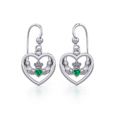 Claddagh in Heart Silver Earrings with Gemstone TER1883