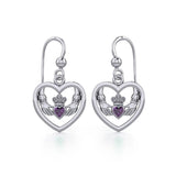 Claddagh in Heart Silver Earrings with Gemstone TER1883 - Jewelry