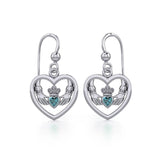 Claddagh in Heart Silver Earrings with Gemstone TER1883 - Jewelry
