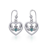 Claddagh in Heart Silver Earrings with Gemstone TER1883 - Jewelry