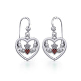 Claddagh in Heart Silver Earrings with Gemstone TER1883 - Jewelry