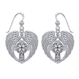 Feel the Tranquil in Angels Wings Sterling Silver Earrings with Celtic Cross TER1893 - Jewelry