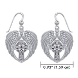 Feel the Tranquil in Angels Wings Sterling Silver Earrings with Celtic Cross TER1893 - Jewelry