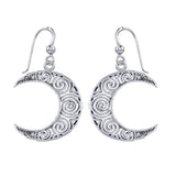 Spiral Crescent Moon Sterling Silver Earrings TER1895