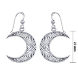 Spiral Crescent Moon Sterling Silver Earrings TER1895 - Jewelry