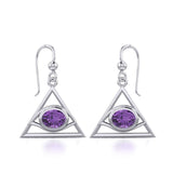 Eye of The Pyramid Silver Earrings with Gem TER1902 - Jewelry