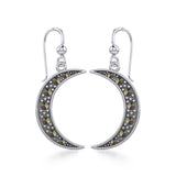 Crescent Moon Sterling Silver Earrings with Marcasite TER1906