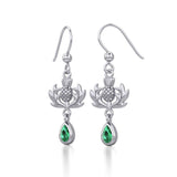 Thistle Silver Earrings with Dangling Gemstone TER1914 - Jewelry