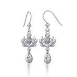 Thistle Silver Earrings with Dangling Gemstone TER1914 - Jewelry
