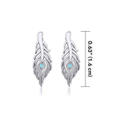 Peacock Tail Silver Post Earrings with Gemstone TER1916 - Jewelry