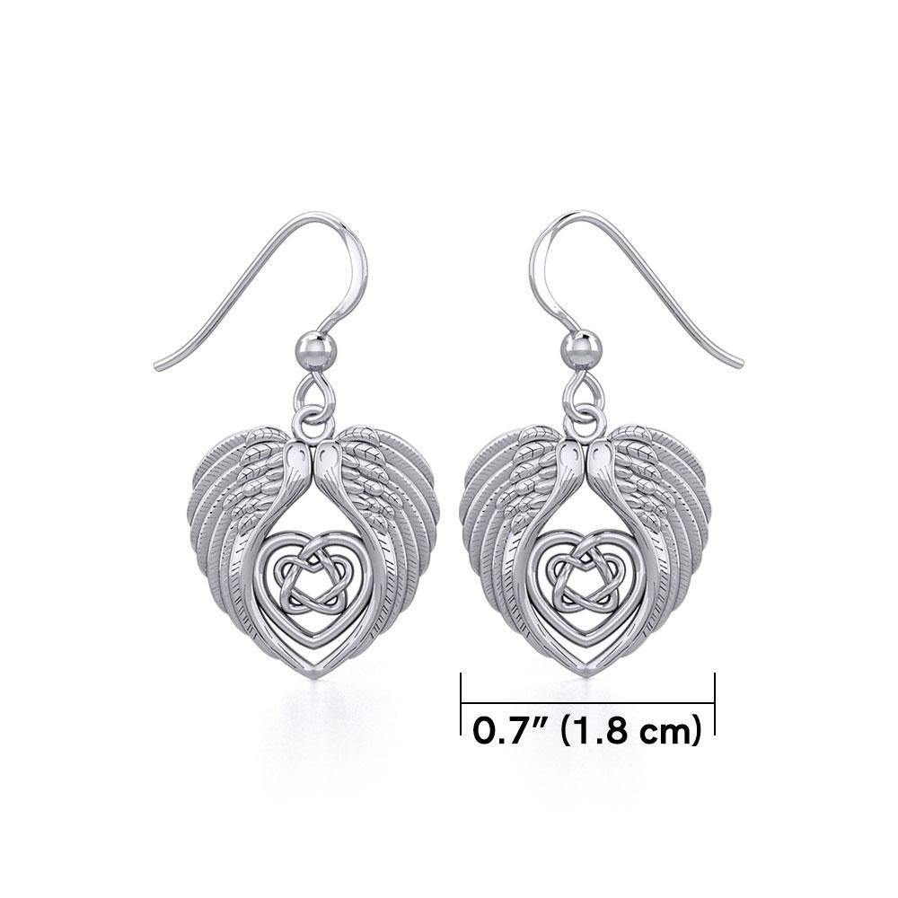 Angel Wing with Celtic Heart Silver Earrings TER1920 - Jewelry