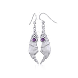 Celtic Trinity Knot Angel Wing Silver Earrings with Round Gemstone TER1926 - Jewelry