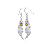 Celtic Trinity Knot Angel Wing Silver Earrings with Round Gemstone TER1926 - Jewelry