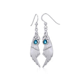 Celtic Trinity Knot Angel Wing Silver Earrings with Round Gemstone TER1926 - Jewelry