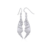 Celtic Trinity Knot Angel Wing Silver Earrings with Round Gemstone TER1926 - Jewelry