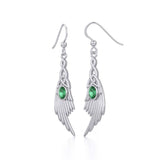 Celtic Knot Angel Wing Silver Earrings with Oval Gemstone TER1927