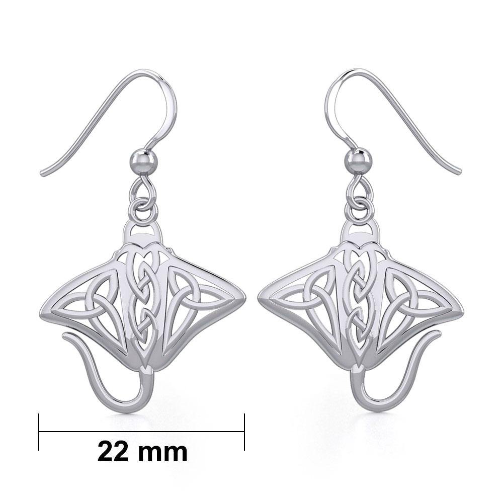 Grant the positive energy Silver Celtic Manta Ray Earrings TER1930 - Jewelry